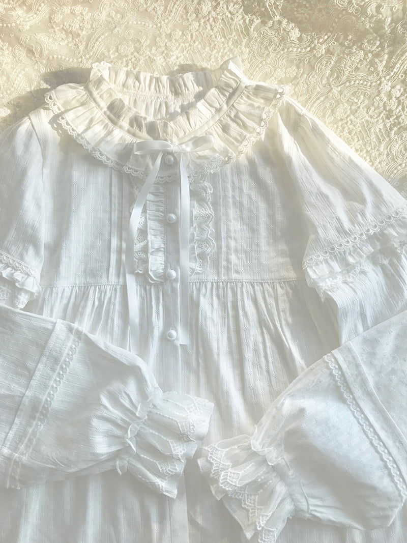 Yilia~Elegant Cotton Long-Sleeved Shirt   