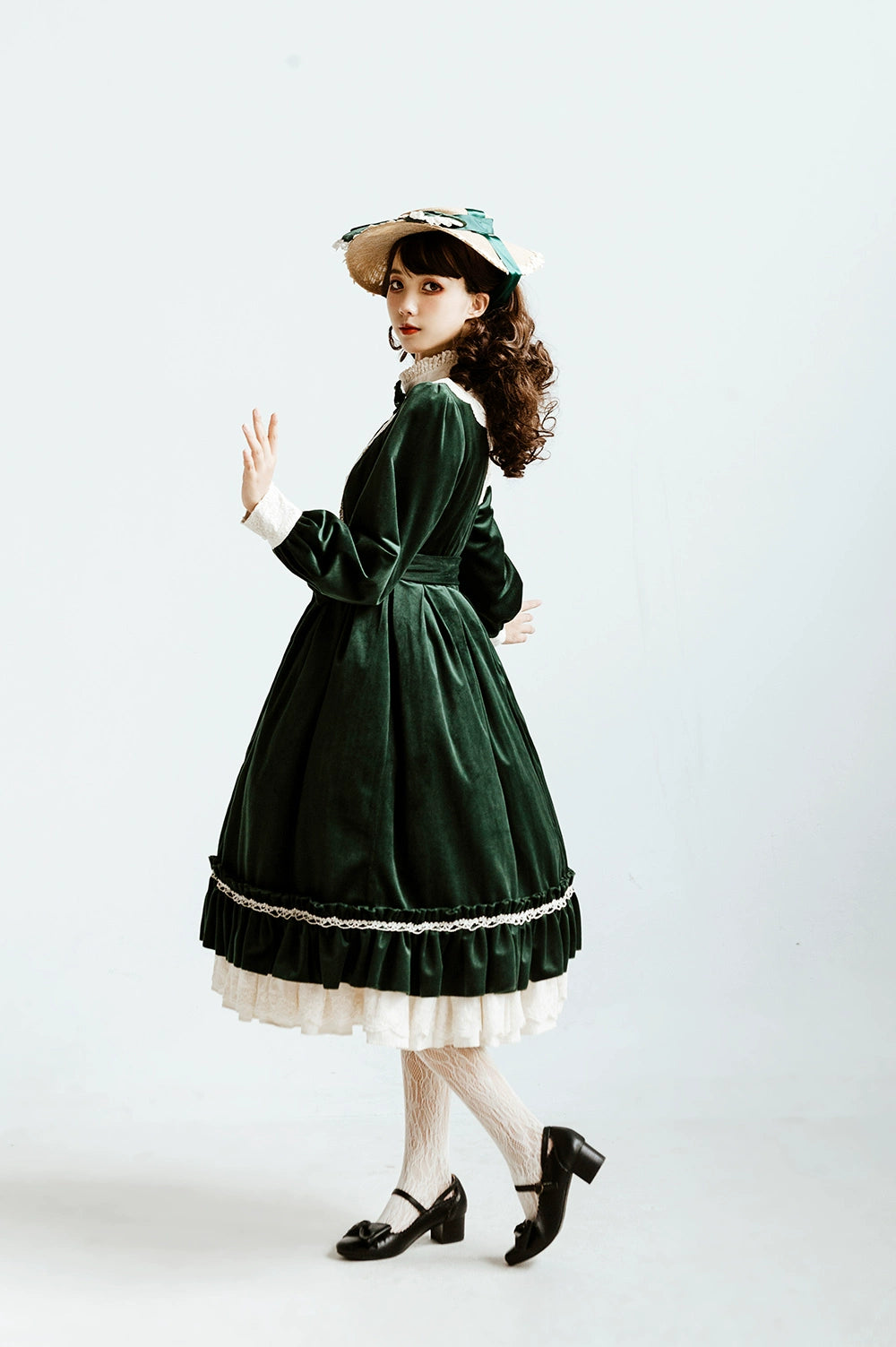 (BFM)Miss Point~Customized Lolita Dress Vintage Elegant Velvet OP Dress 32520:391626