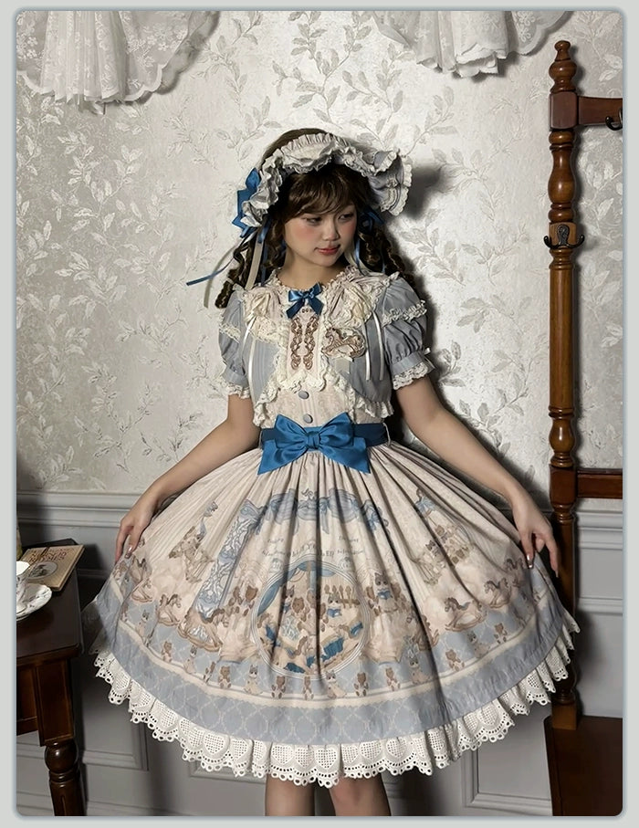 Alice Girl - Sea Salt Fairytale - Sweet Doll-like Lolita OP Animal Printed Lolita Dress