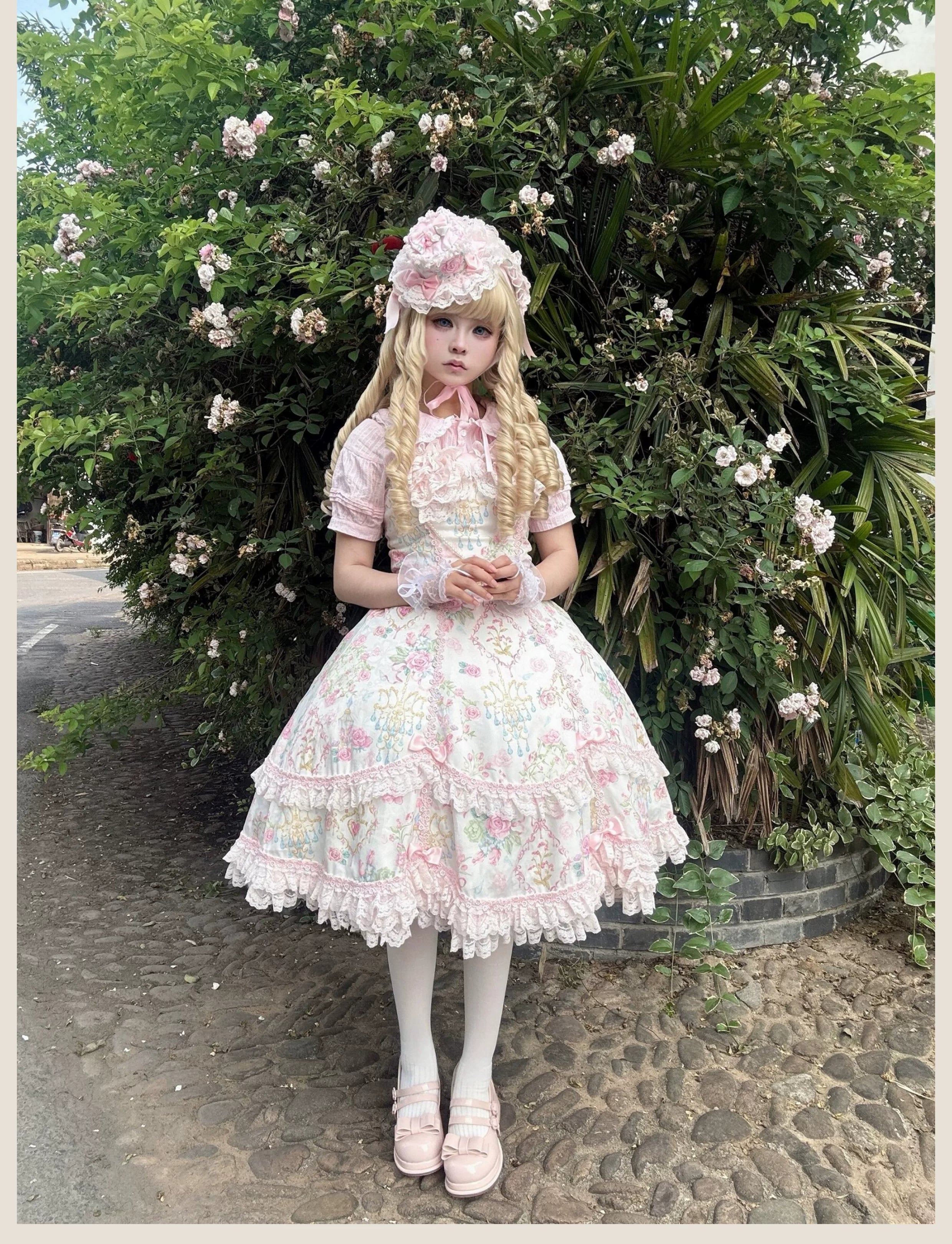 Spring 2025 - Floral Old School Lolita JSK Dress, Lace Trims