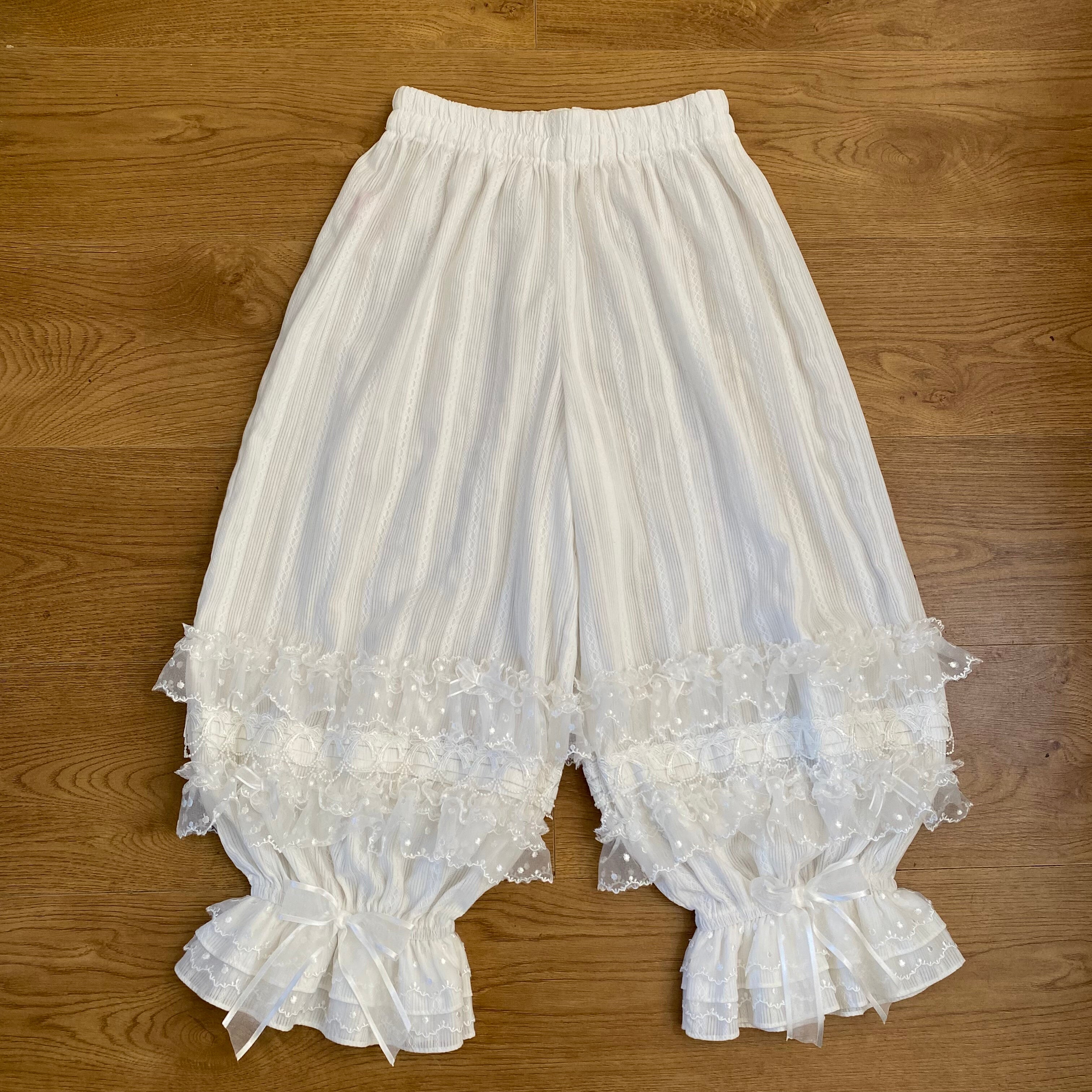 Cotton Lolita Bloomers with Polka Dot Tulle (White) 45479:851479