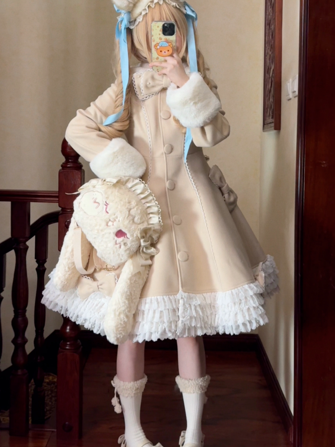 Bunny Magic Forest - High Waisted Sweet Lolita Overcoat, Bunny Ear Collar 44100:795299