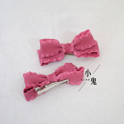 (BFM)Xiaogui~Cute Lolita Headwear Ponytail Hairclips Daily Lolita Accessories and a pair of rose red hairclips  