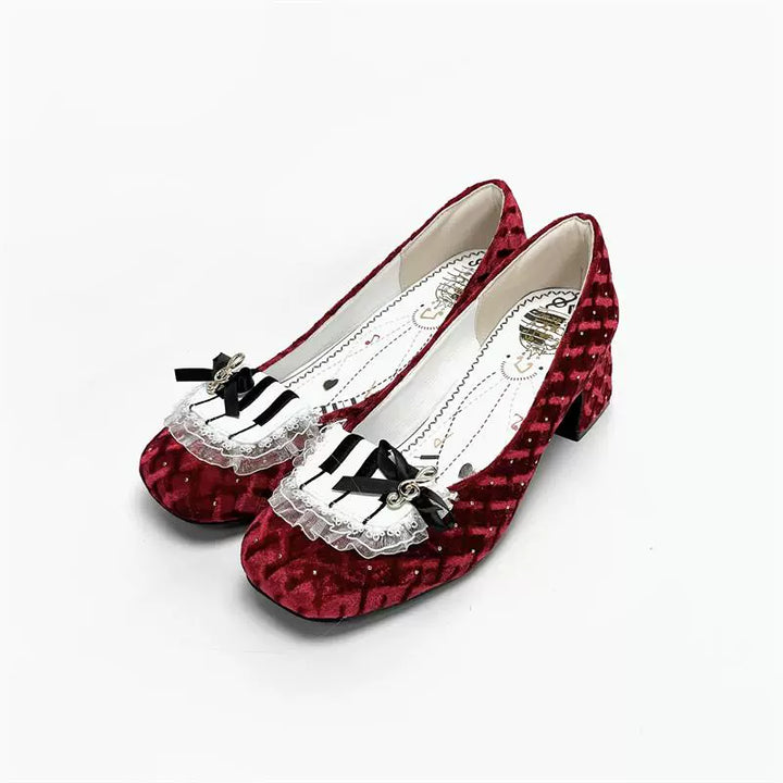 MR.Qiutian~Elegant Lolita Shoes Daily Piano Themed Lolita High Heel 35 Red 