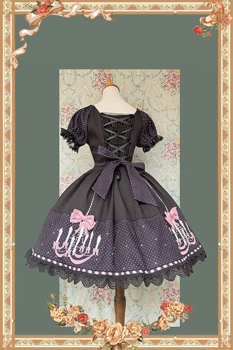 Chandelier - Old School Lolita Dress, Polka Dot, Chandelier Print 44388:806699