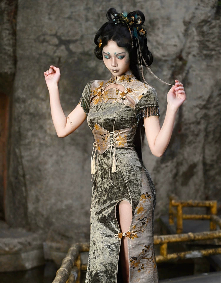Blood Supply~Spring Dragon Festival~Qi Lolita Long Cheongsam Fishtail Slit Dress   