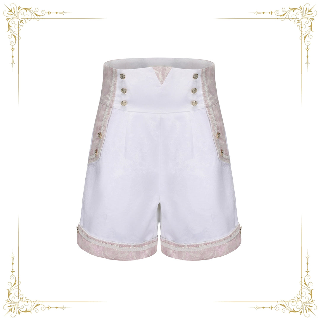 Immortal Thorn~Night of Sword~Ouji Lolita Shorts High Waist Prince Shorts S Pink white 