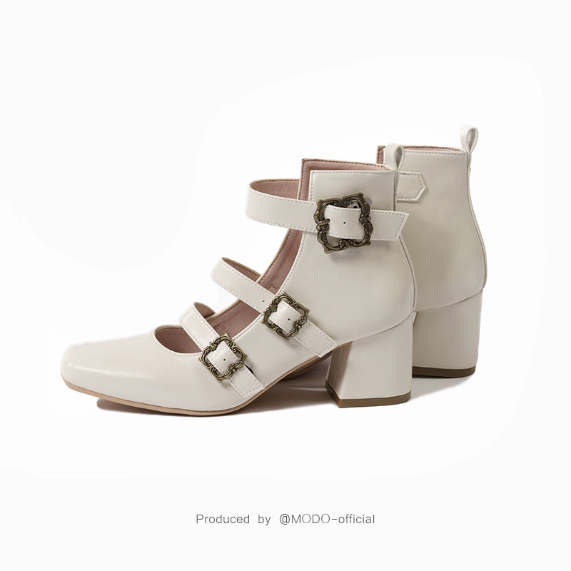 MODO~Praying Poem~Retro Elegant Lolita Three-buckle Mary Janes Shining Shoes (34 35 36 37 38 39 40 41) 40656:671402