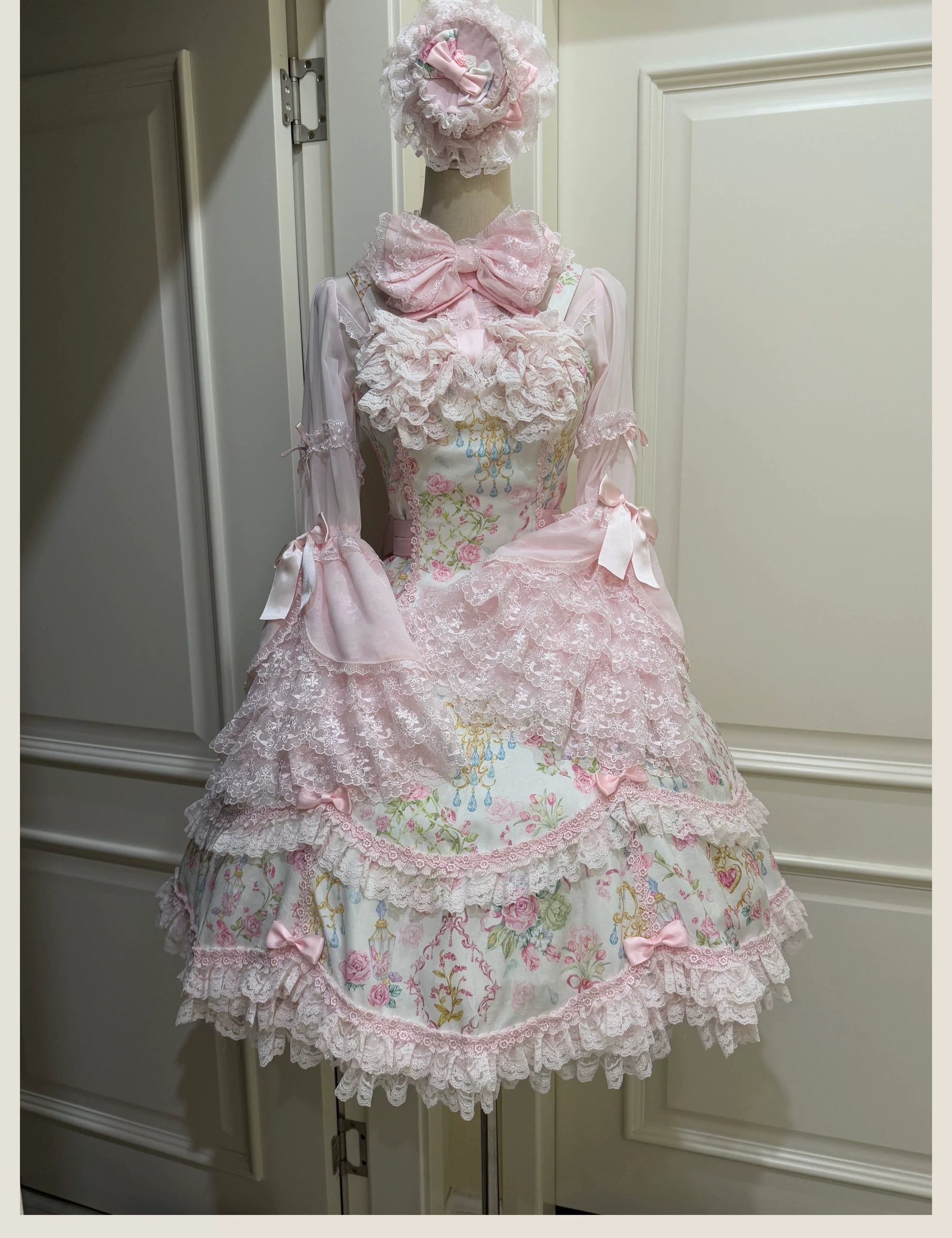 Spring 2025 - Floral Old School Lolita JSK Dress, Lace Trims