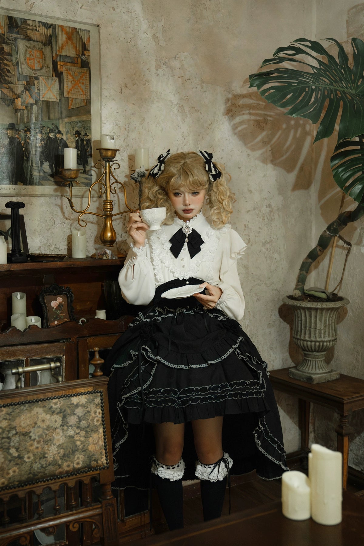 Letters from Unknown Star~Long Sleeve Winter Lolita Shirt Skirt Set   