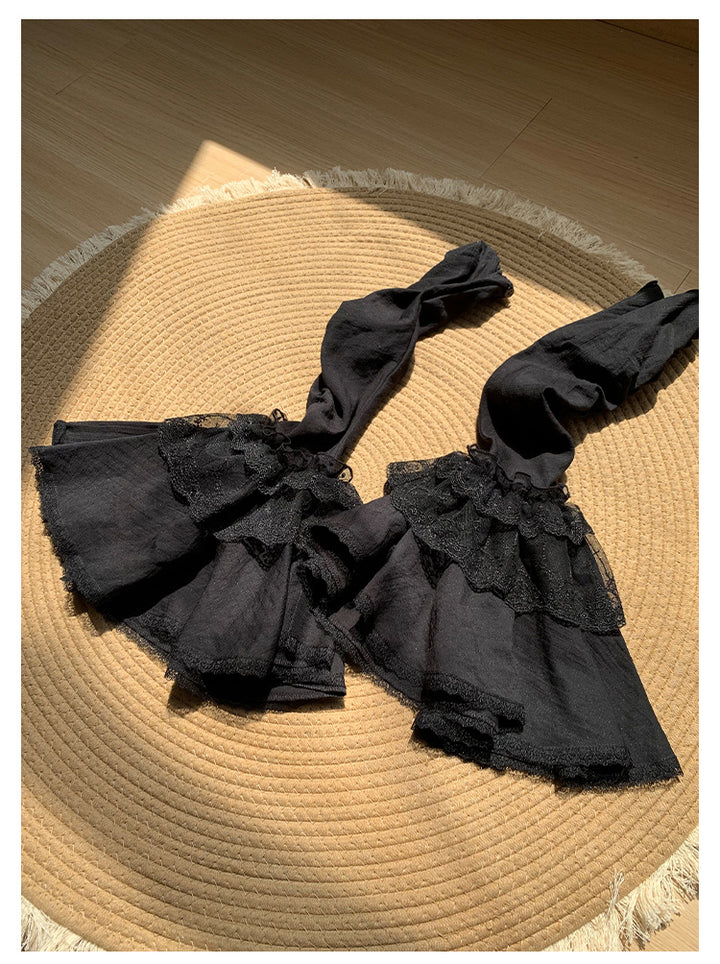 With PUJI~Anna~Classic Lolita Shirt with Lace Embroidery and Princess Sleeves Black detachable sleeves only S