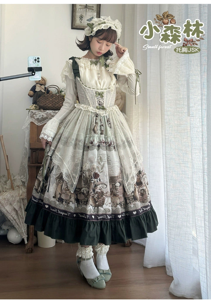 Spireme Cat~Small Forest~Classic Lolita JSK Dress Chest Support Printing Dress   