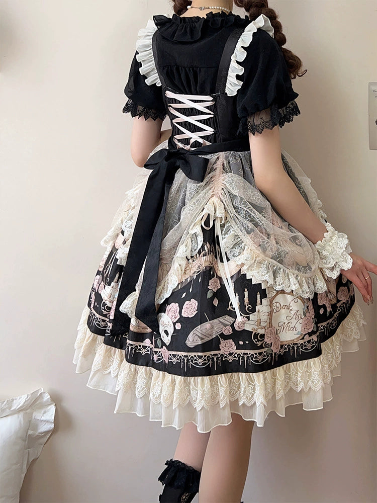 Sweet Date~Wedding Lolita Dress Bridal Elegant Retro JSK Daily Lolita Shirt   