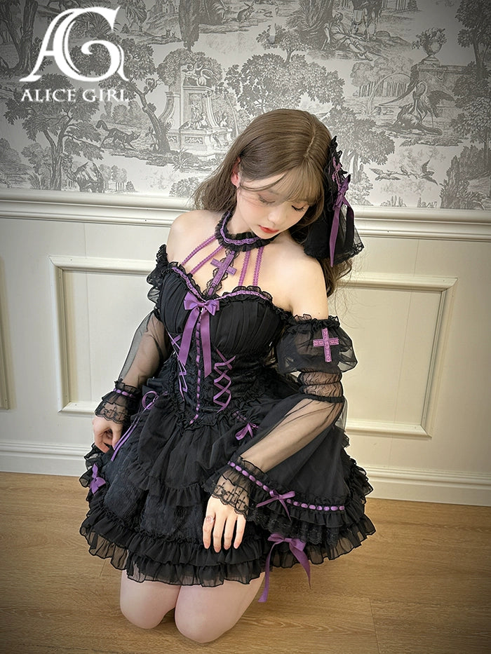 Alice Girl~Cross Princess~Sweet Lolita Princess Sleeves Cross Embroidery Sleeves   