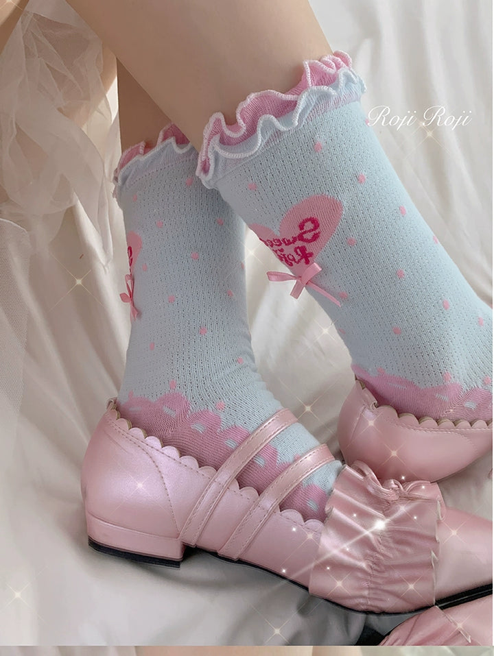 Roji Roji~Sweet Lolita Socks Cute Lolita Short Socks With Polka Dot   