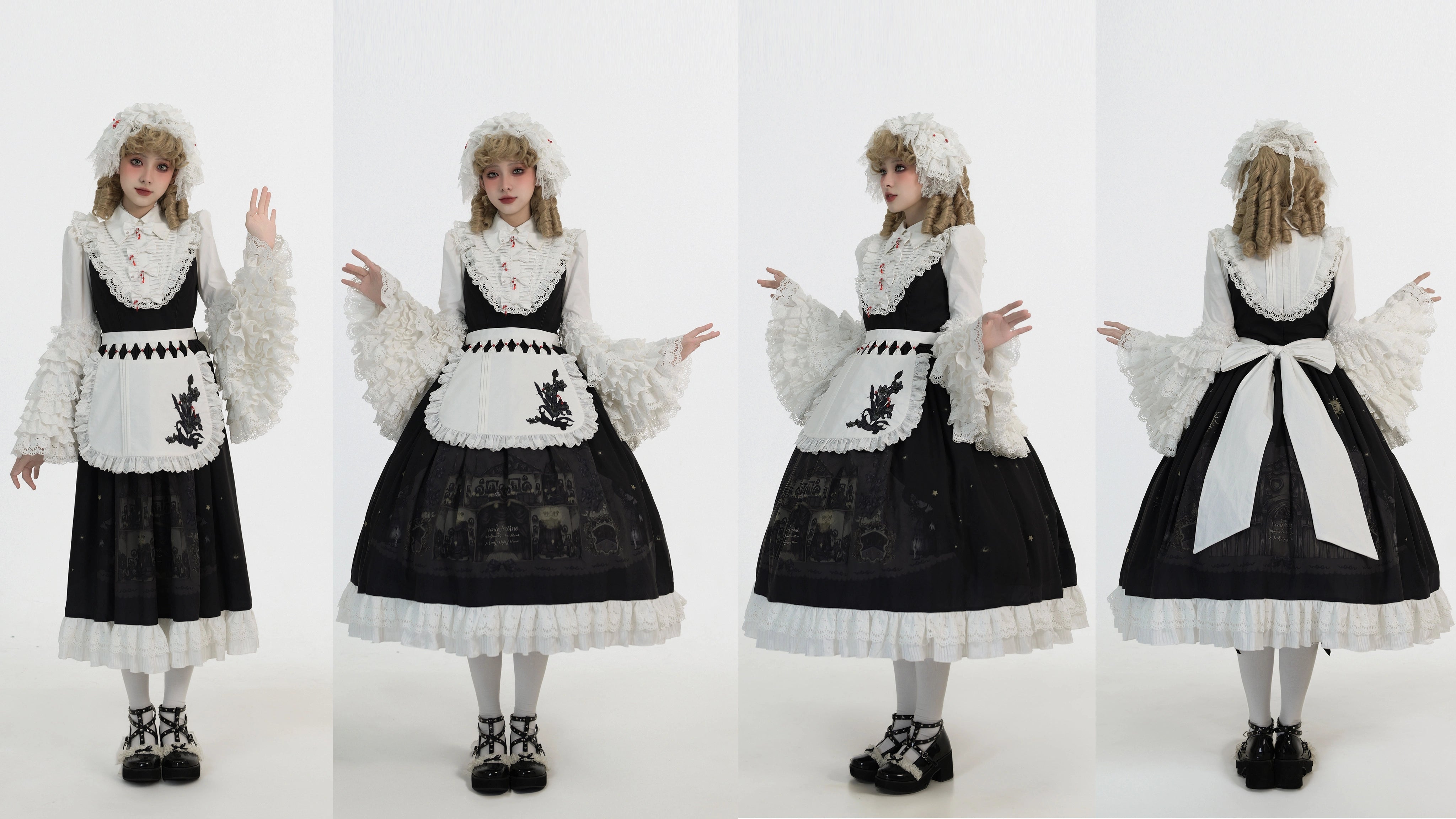 Dark Circle Clinic~Barbara Manor Night~Gothic Lolita JSK Pleated Floral Print Lolita Dress 38972:605914