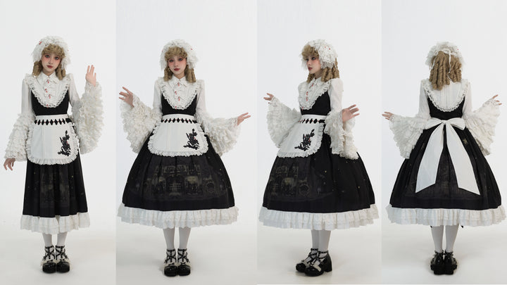 Dark Circle Clinic~Barbara Manor Night~Gothic Lolita JSK Pleated Floral Print Lolita Dress   