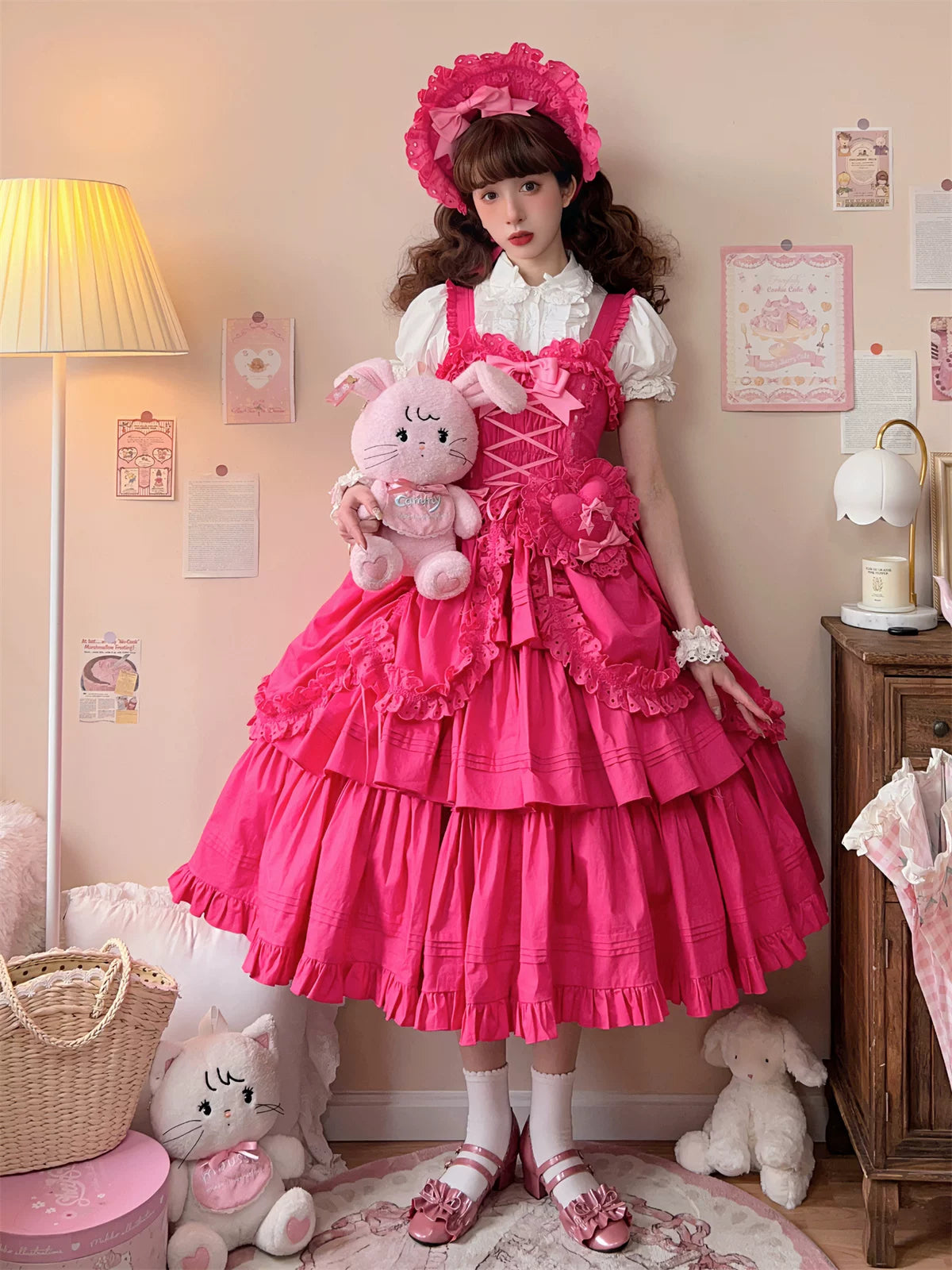 Cotton Gothic Lolita Long JSK, Drawn-up Hem 45213:841036