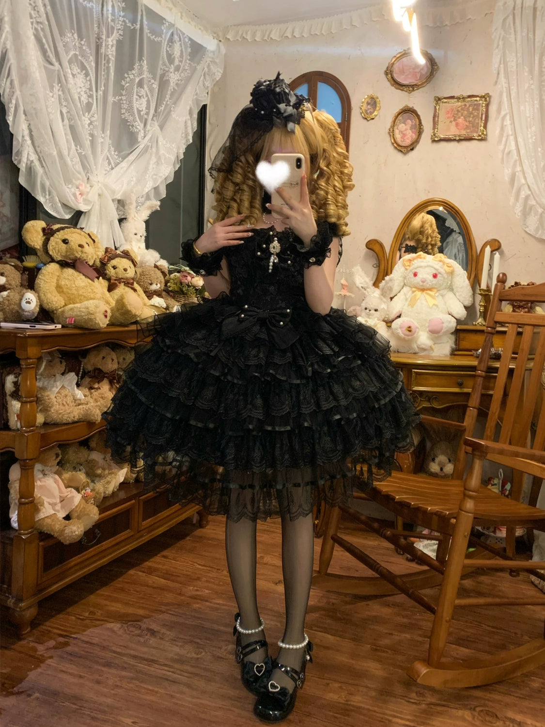 Hanguliang - Feather's Ballad - Wedding Lolita JSK Dress, Tiered Ruffles 43707:784282