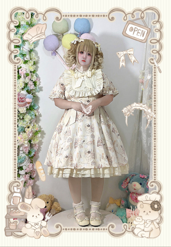 Naomistudio~Cartoon Dogs~Sweet Lolita OP Bows Dress Plus OP   