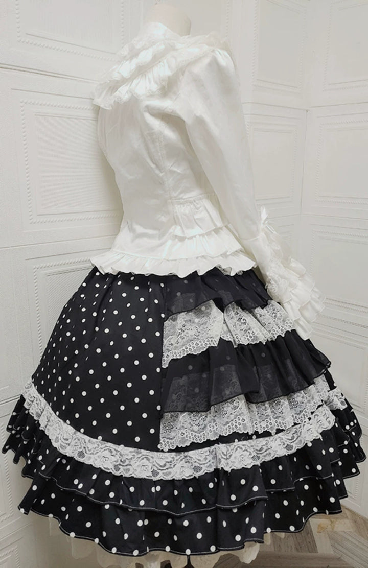 Sweet Angel~Japanese Sweet Lolita Skirt Retro Showa Knee Cake Dress