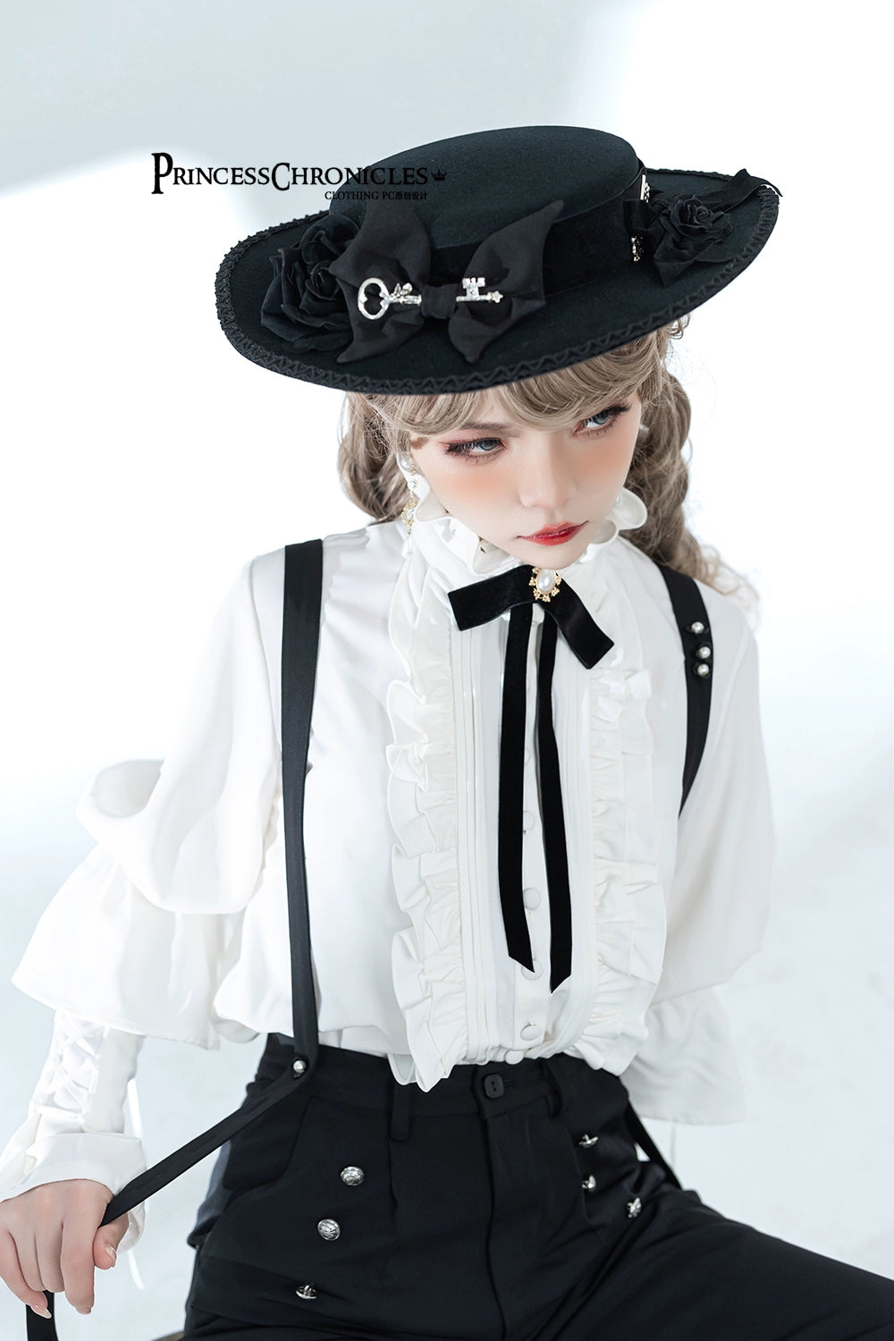Princess Chronicles - Xuan Yin - Vintage Ouji Lolita Shirts Male Lolita Pants S Shirt only (In stock)