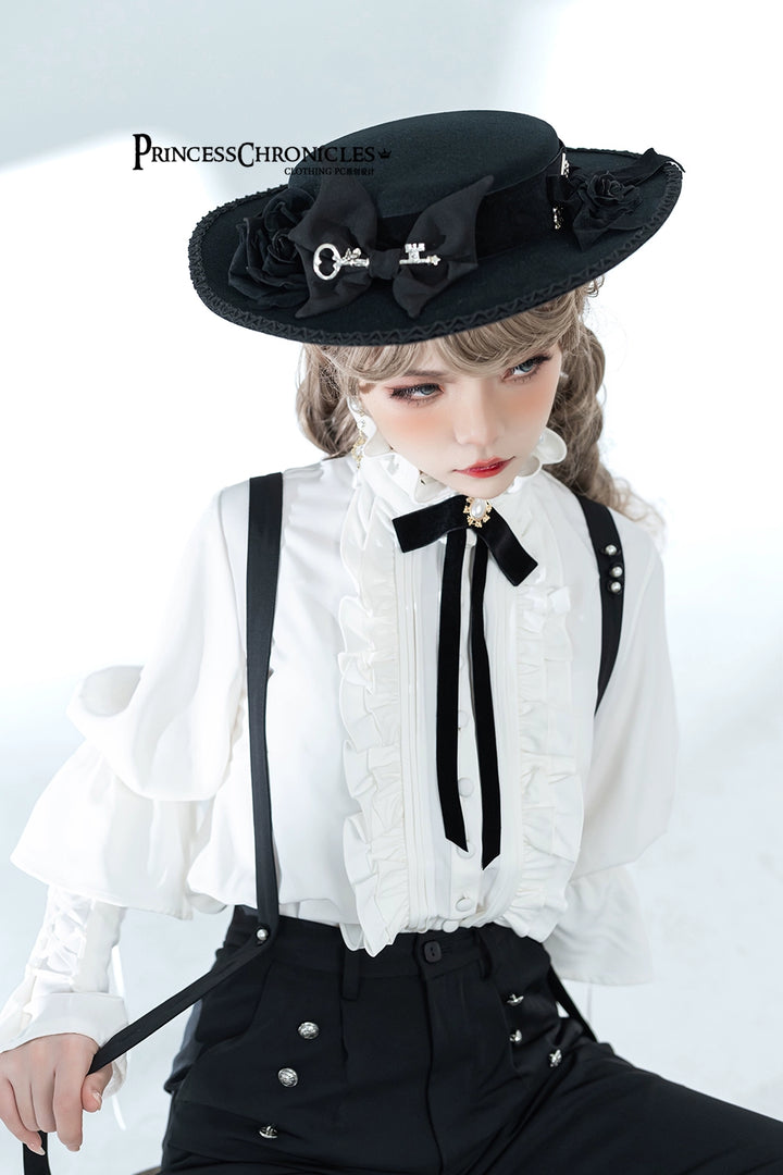 Princess Chronicles~Xuan Yin~Vintage Ouji Lolita Shirts Male Lolita Pants S Shirt only (In stock) 