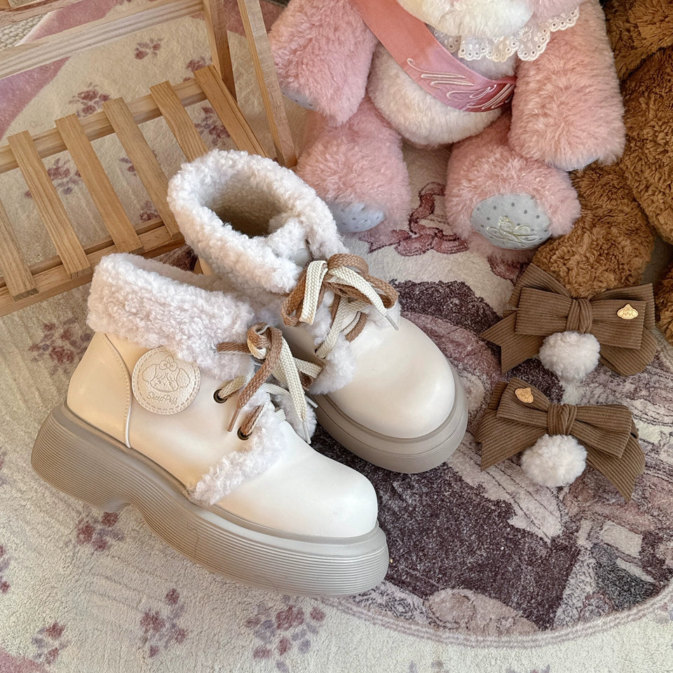 Sheep Puff~Sweet Lolita Fleece Shoes Winter Warm Snow Boots 40722:691728