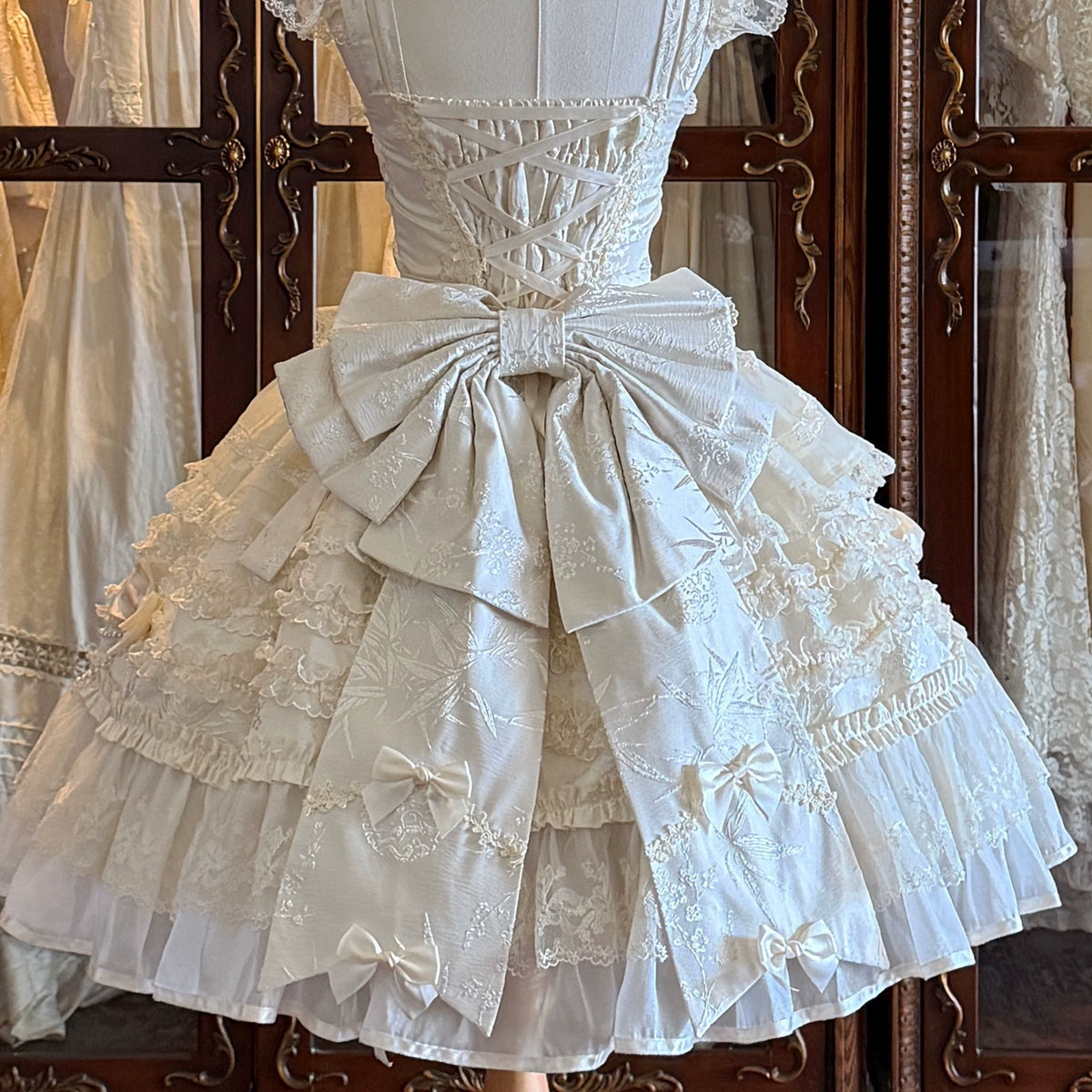 Jenny Love Song - Sweet Lolita Jacquard JSK Dress Set, Detachable Bows (L M S) 46118:875654