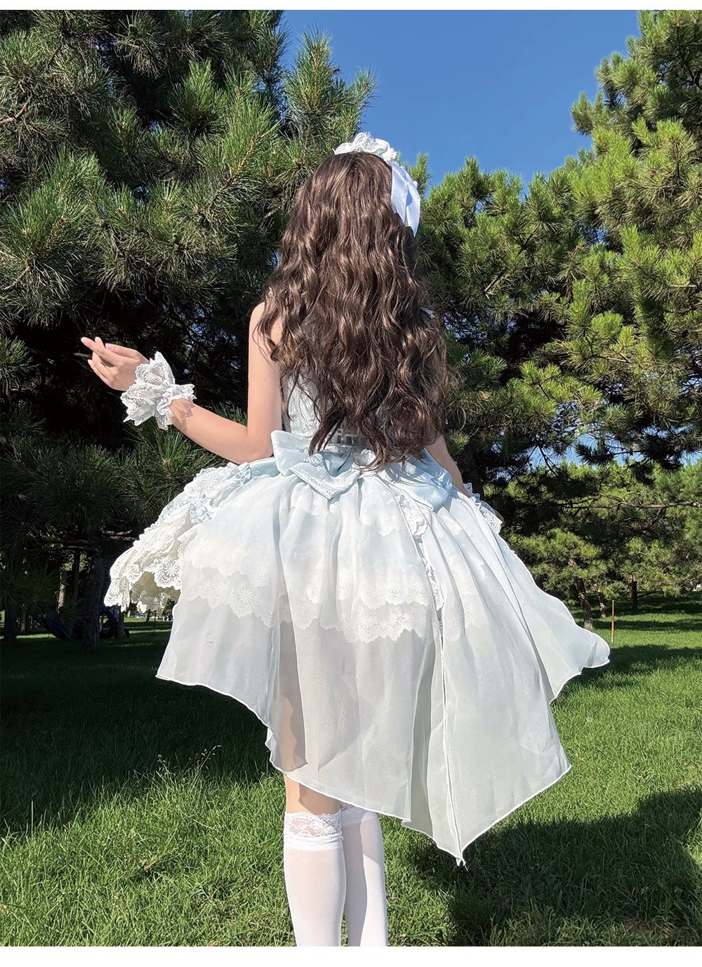 Realm of Sea Moon - Sweet Lolita Jacquard JSK, Boned Waist & Petal-shaped Hem