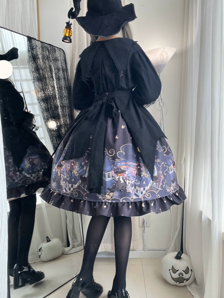 Magic Tea Party~Witching Night~Bat-Inspired Gothic Lolita Apron for Halloween