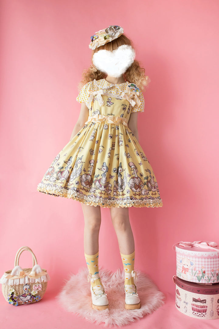 Chemical Romance~Hello Duck~Kawaii Lolita JSK Duck Print Lolita Dress S Yellow print 