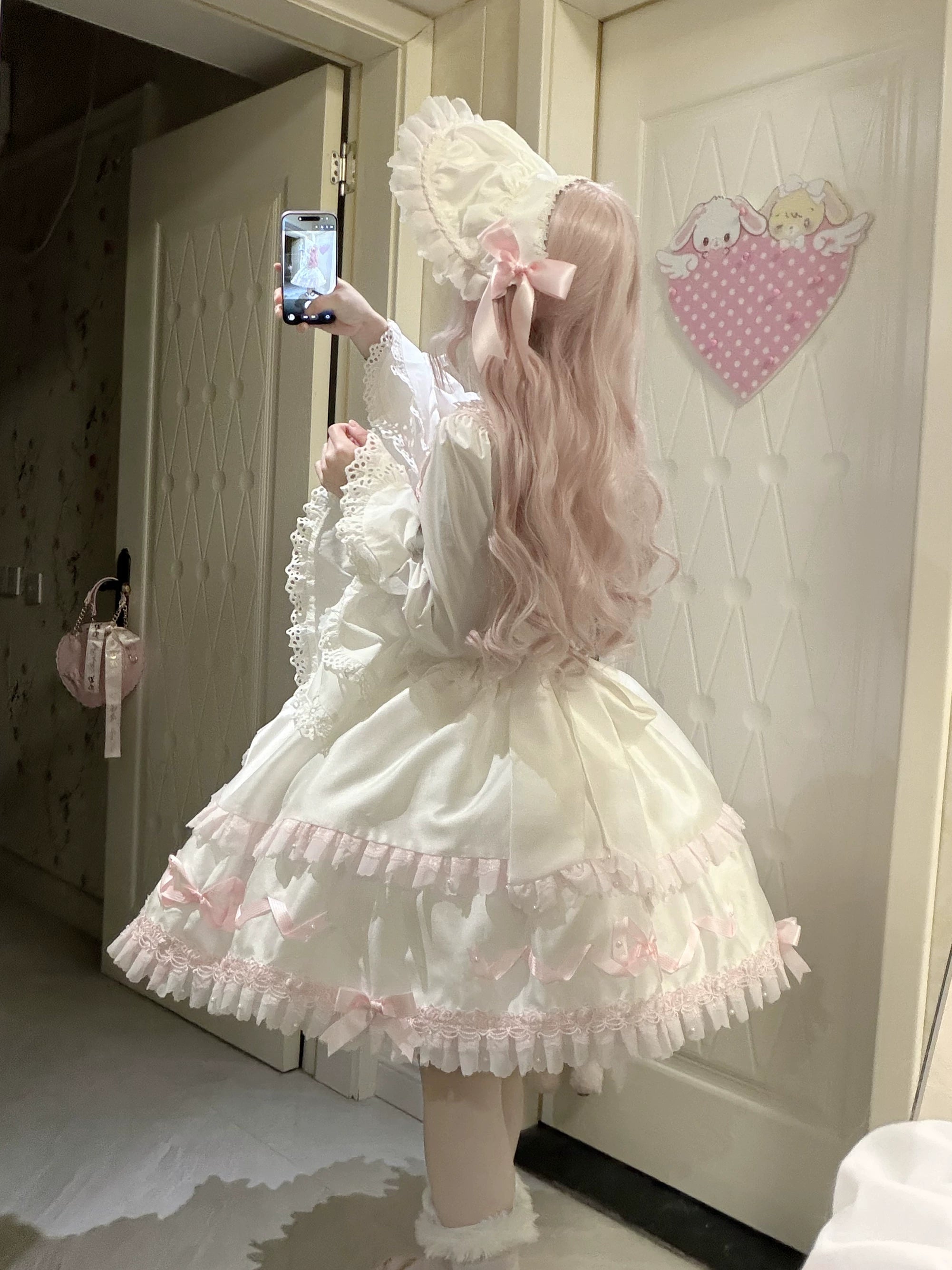 Charlotte Bouquet - Old School Lolita JSK Set, Embroidery & Bows 45093:835314