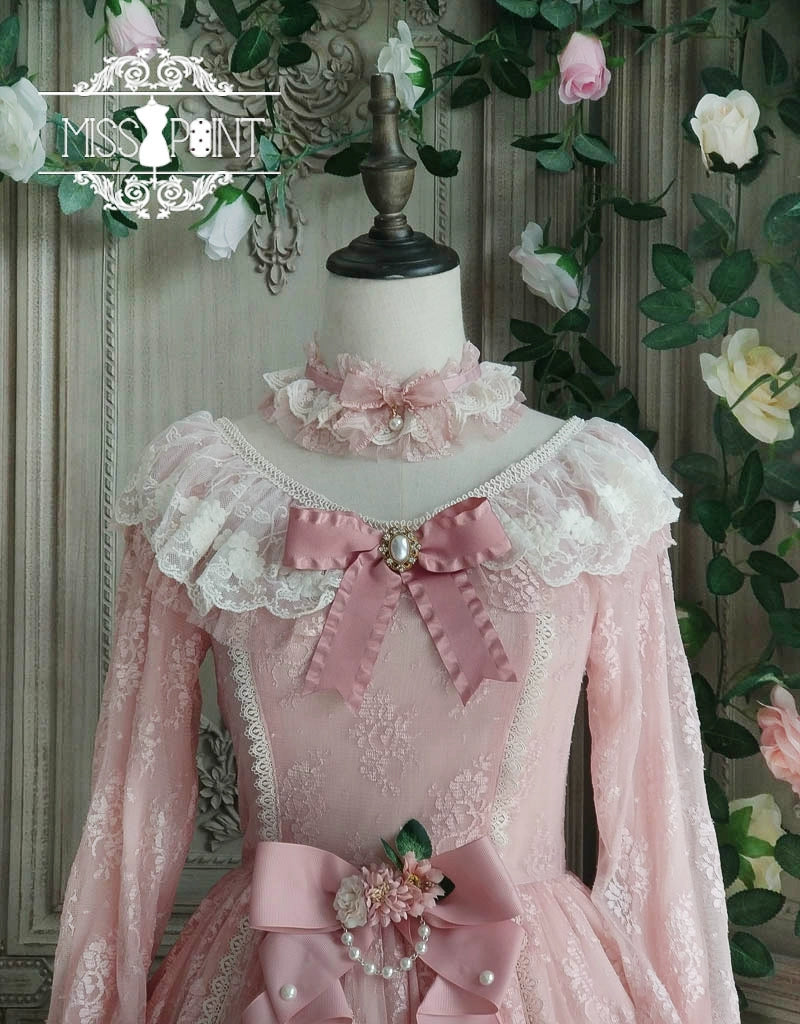 Miss Point~Dawn Girl~Reto Elegant lolita OP Dress Lace Long Sleeve 32768:392818