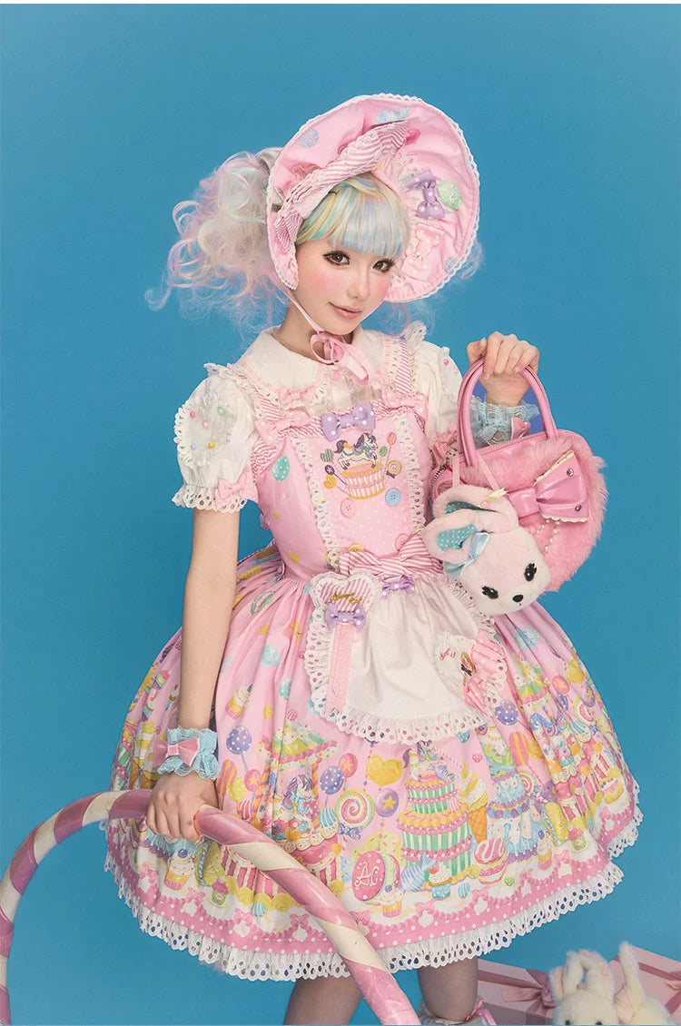 Sweet Dessert Land - Kawaii Lolita OP & JSK Dress Suit, Cake Print 44542:811597
