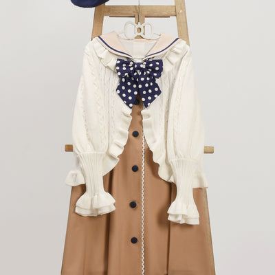 MIST~Pear Dream~Kawaii Lolita Cardigan Short Knit Sweater Multicolors S white 