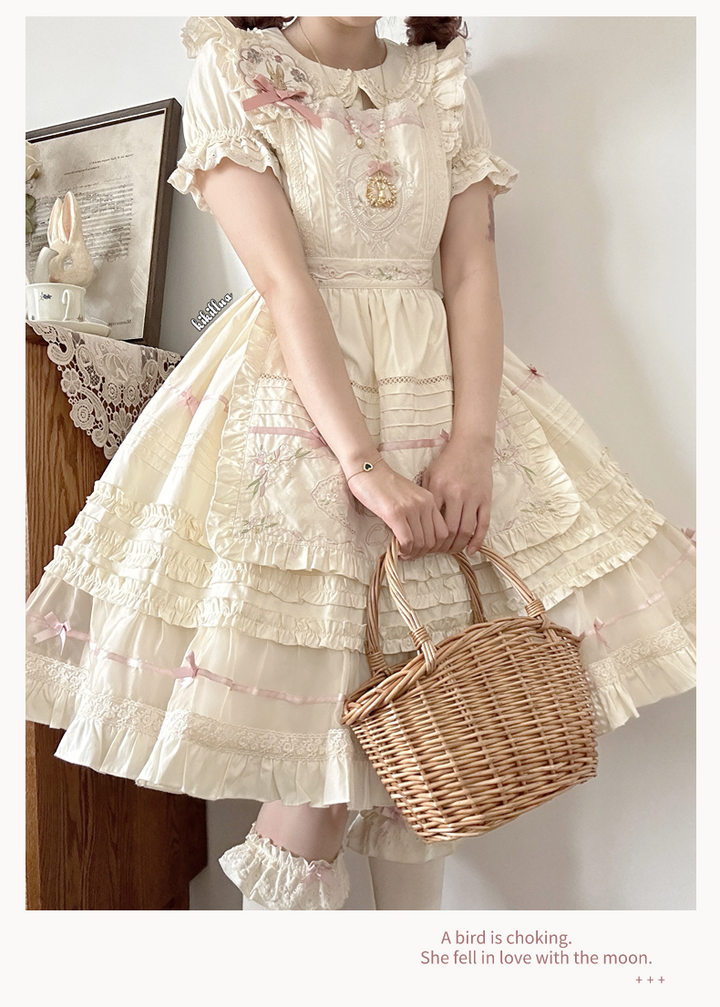 The Seventh Doll~Hazy Afternoon~Vintage Lolita OP Dress Embroidered Apron   