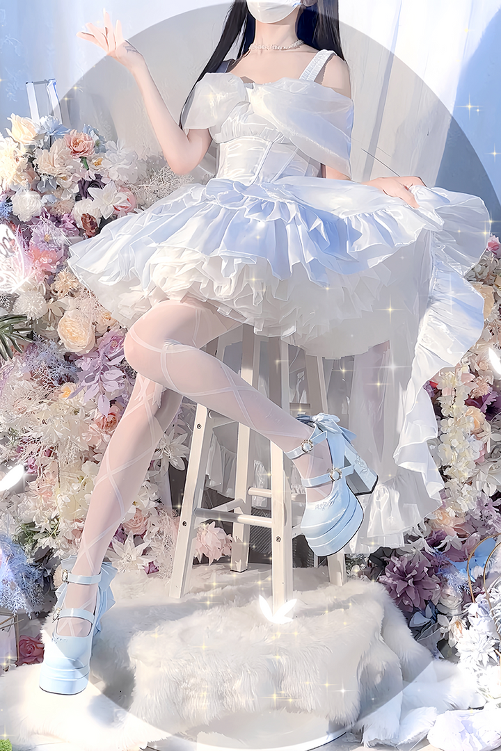 Dreamland~Floating Dream Lily~Elegant Lolita High Heel Shoes Butterfly Knot Shoes   