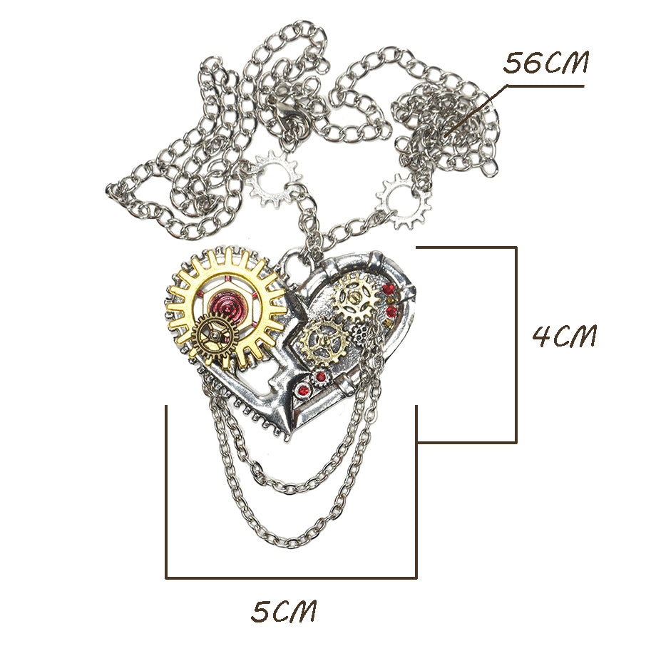 (BFM)Mr. Yi's Steam Continent~Punk Lolita Necklace Silver Heart-shaped Necklace   