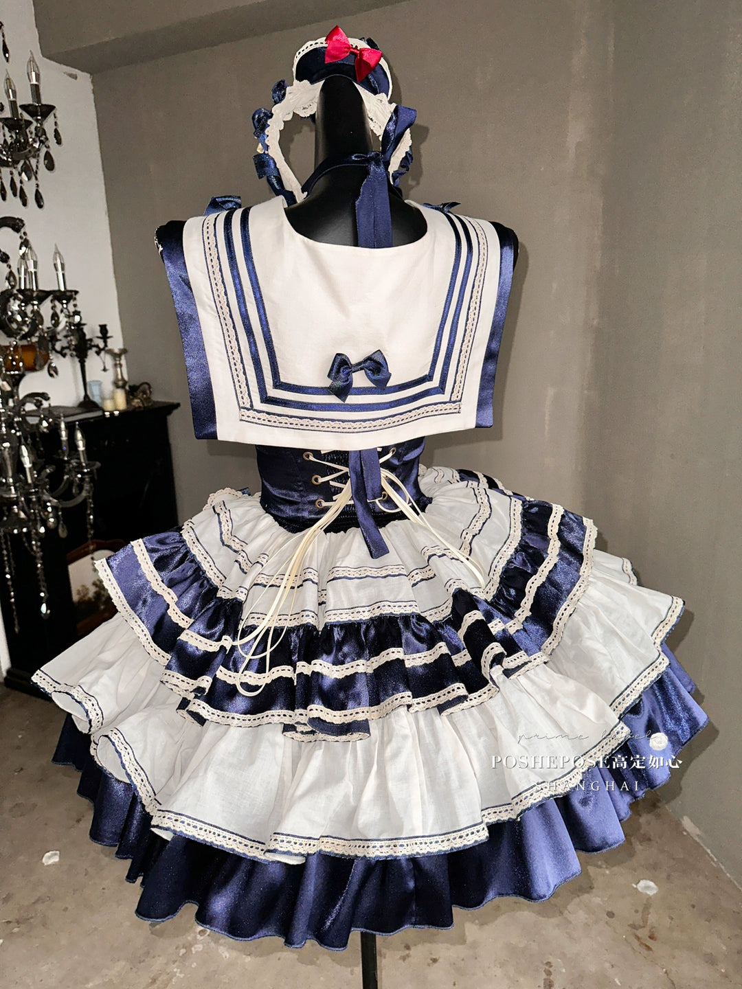 POSHEPOSE~Girl's Shore~High-End Sailor Lolita Dress Set   