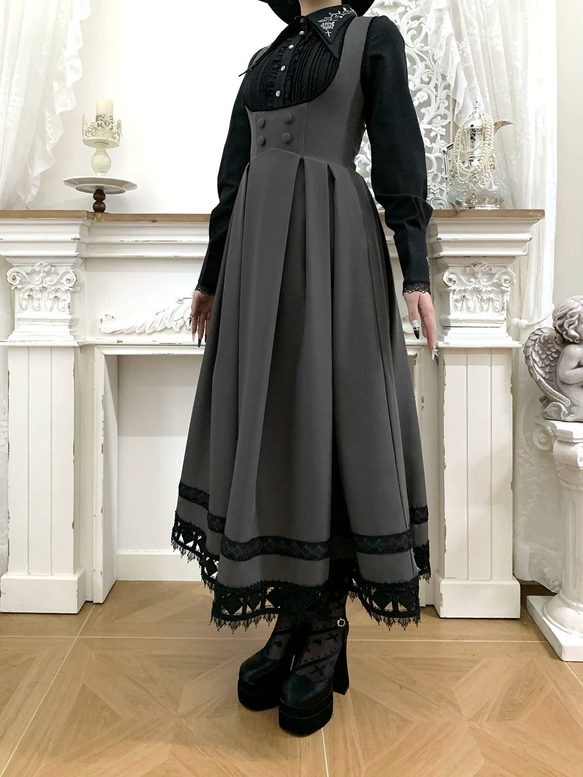 Serenade - Bust-Supporting Elegant Lolita JSK Dress, Three Length Styles 44419:807389