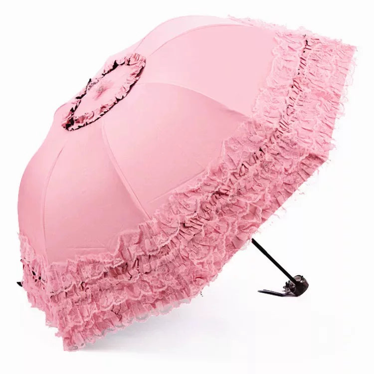 Foldable Lolita Parasol, Floral and Embroidery Detail 45591:855746