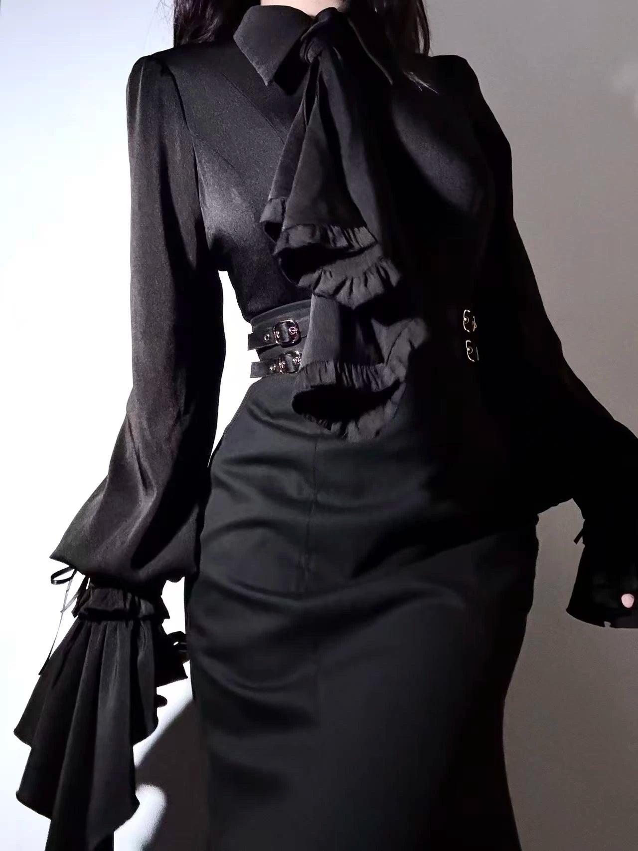 Moon Knight - Ouji Lolita Lantern Sleeve Blouse, Detachable Cuffs