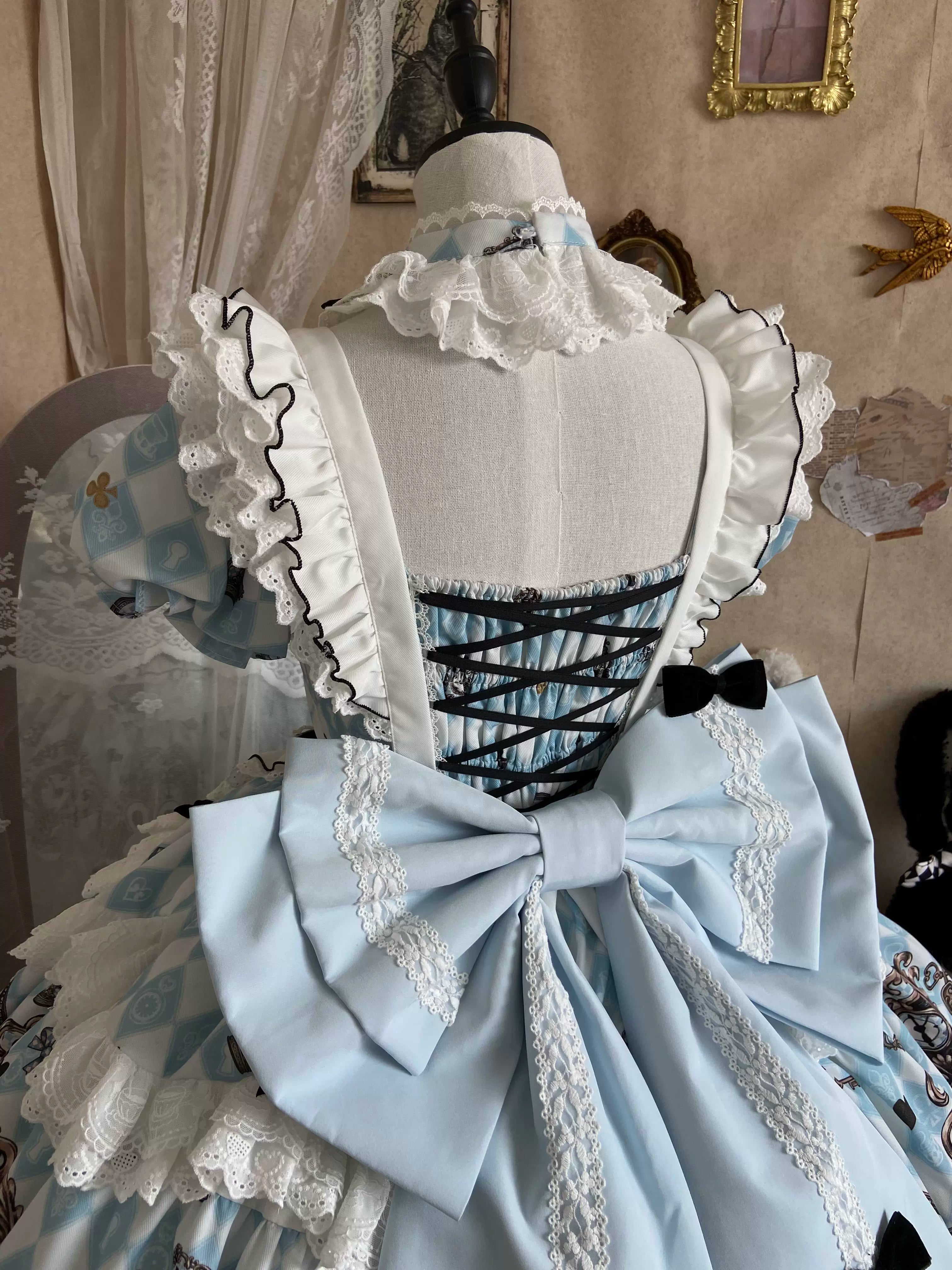 Unnamed Journey - Sweet Lolita Argyle Printed OP Dress with Bunny Details 45510:850370