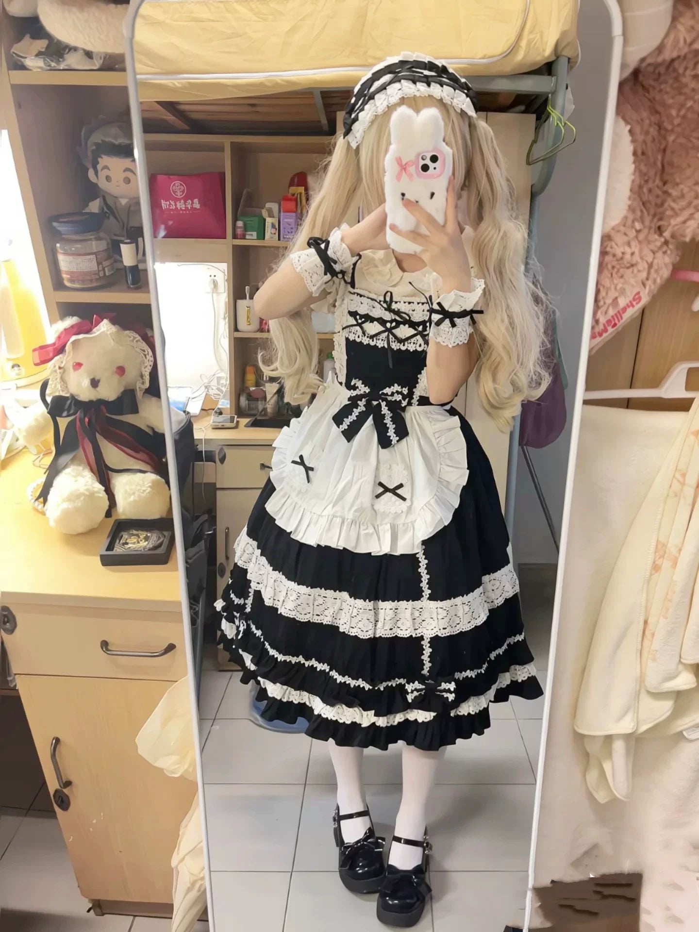 First Generation Doll - Black Old School Lolita Halter JSK Dress with Lace