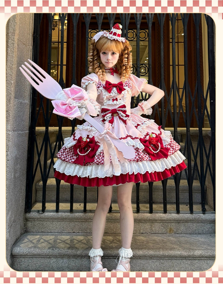 Sakurahime~Berry Sweetheart~Sweet Lolita OP Suit Old School Lolita Dress and Top Hat