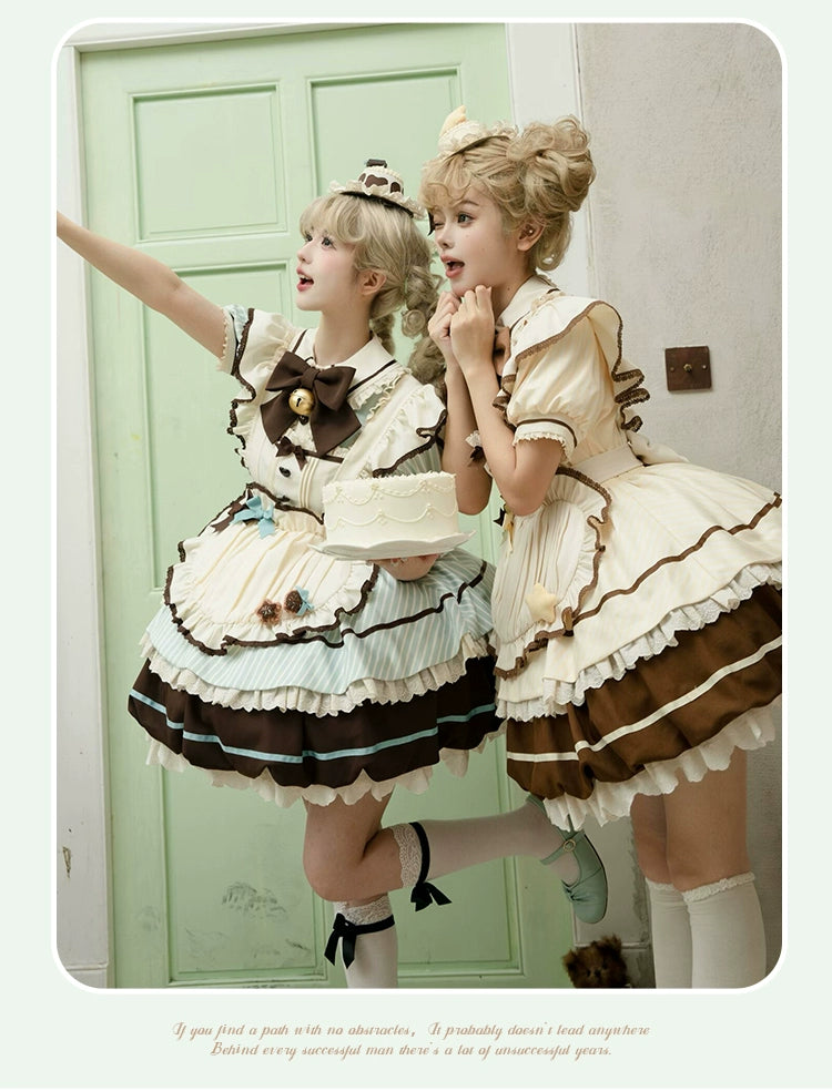 Sakurahime~Berry Bubble~Kawaii Lolita OP Tiered Ruffles Apron Lolita Dress