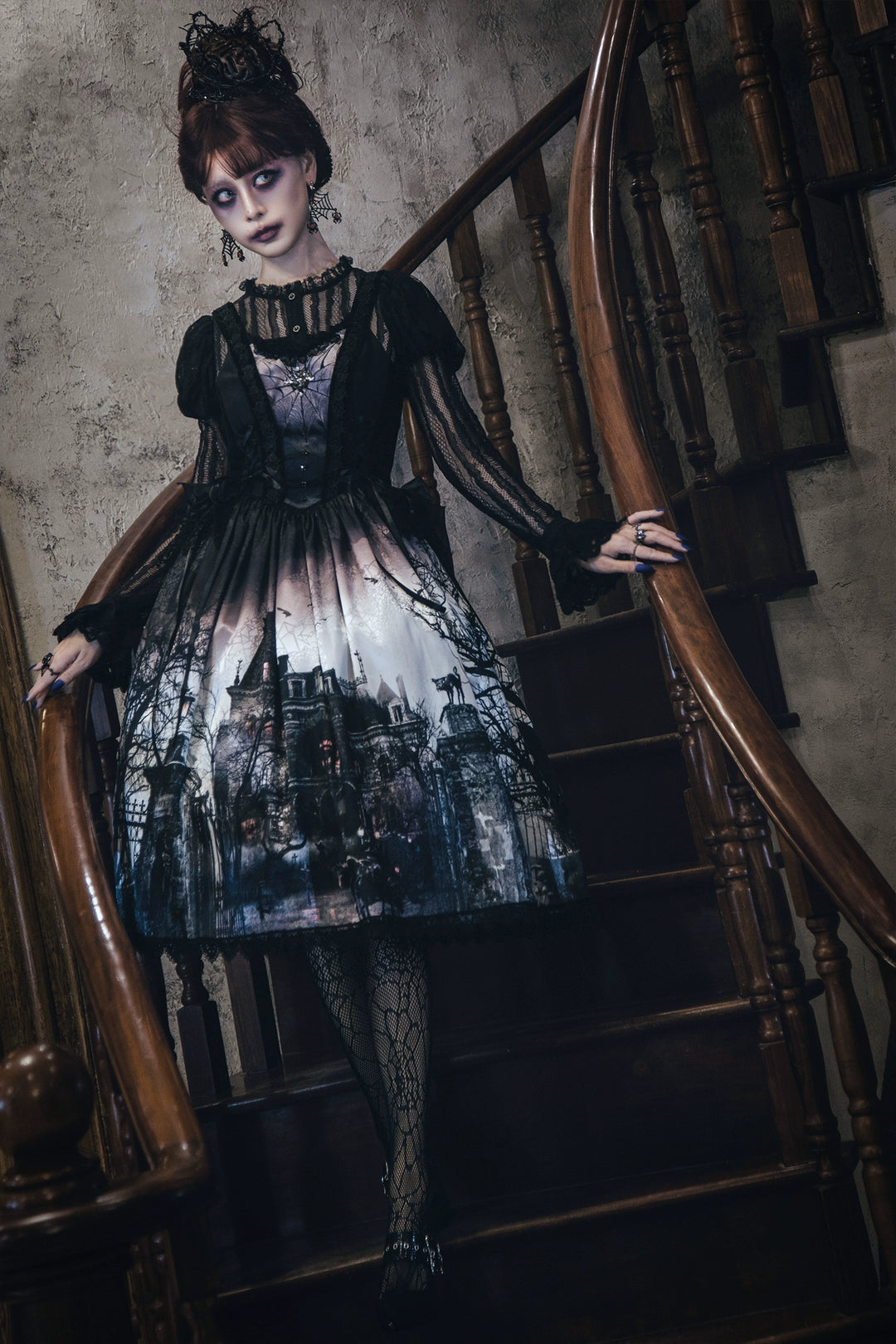 LilithHouse~Horror House~Gothic Lolita JSK with Spooky Castle Print