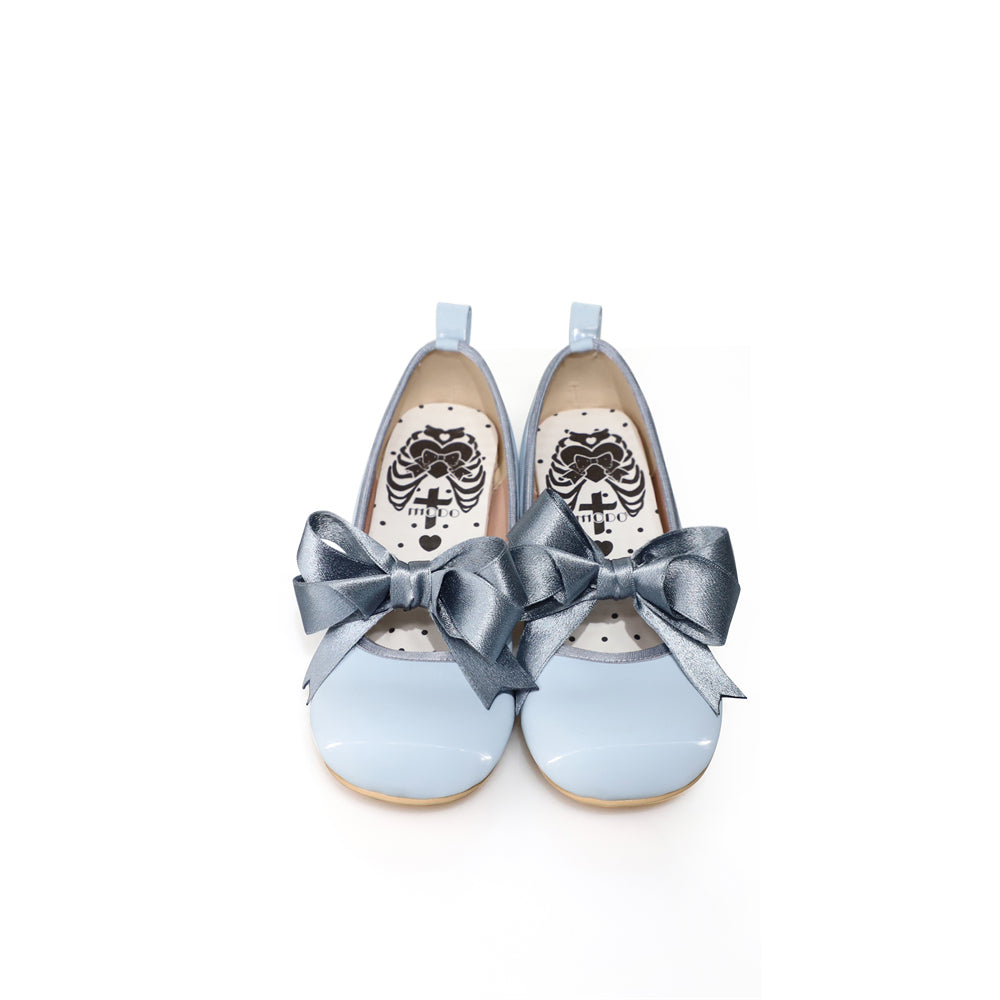 MODO~Beth~Kawaii Lolita Mary Jane Shoes Silk Round Toe 34 Low heel in blue 