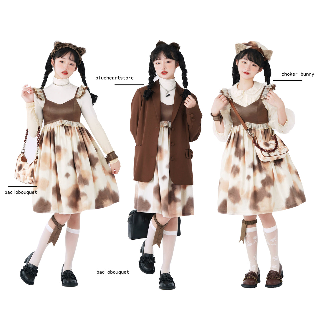 Choker Rabbit~Tabby Cat~Sweet Lolita Cat Pattern JSK Dress Multicolors   